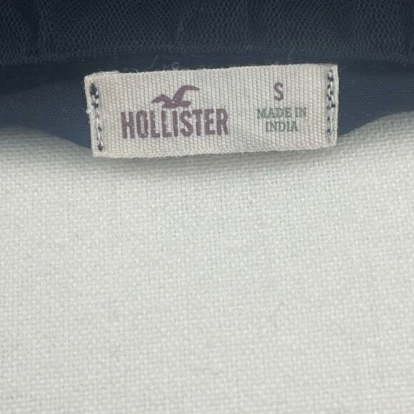 Hollister Black Floral Embroidery Sheer Mesh open back  Tank Top Size: S - Picture 5 of 7